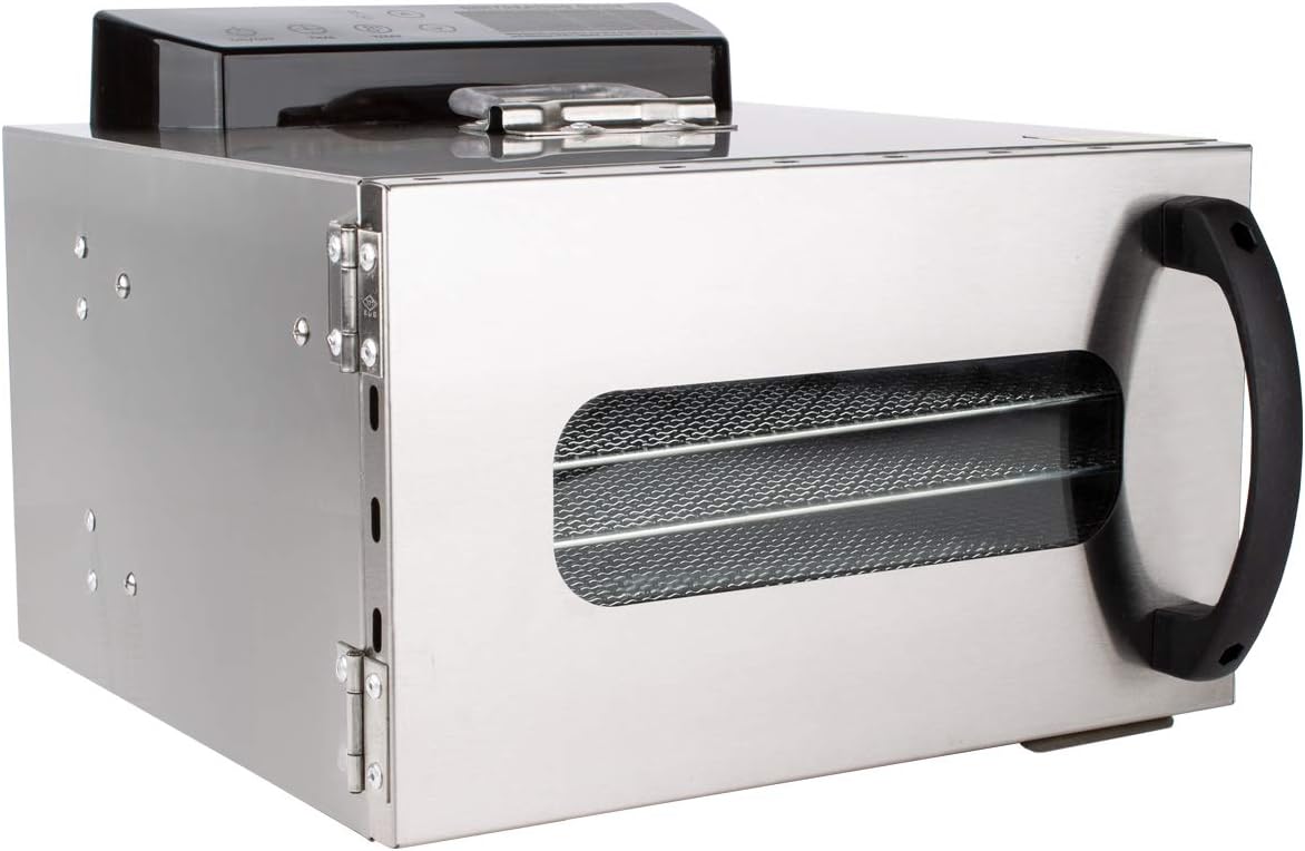 Beeketal 'BDA-6' Dörrautomat aus Edelstahl mit 6 Etagen, Zeitschaltuhr (max. 24h), einstellbarer Temperatur (30-90 °C) und LED Bedienfeld - Profi Gastro Dörrgerät inkl. 6 Einlegegitter