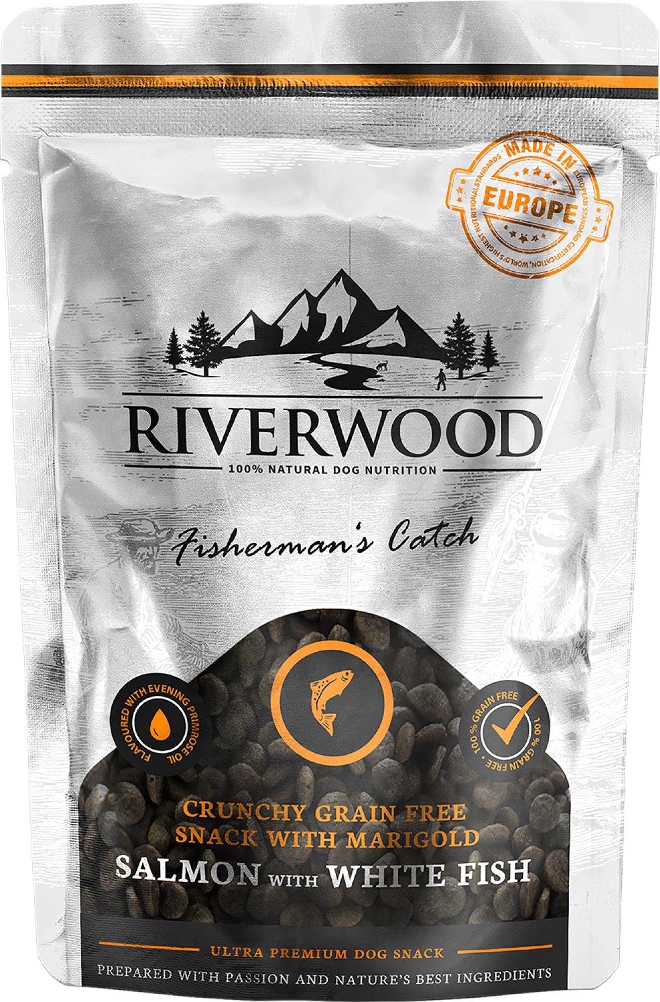 Riverwood natuurlijke snack Crunchy adult vis 200 gram