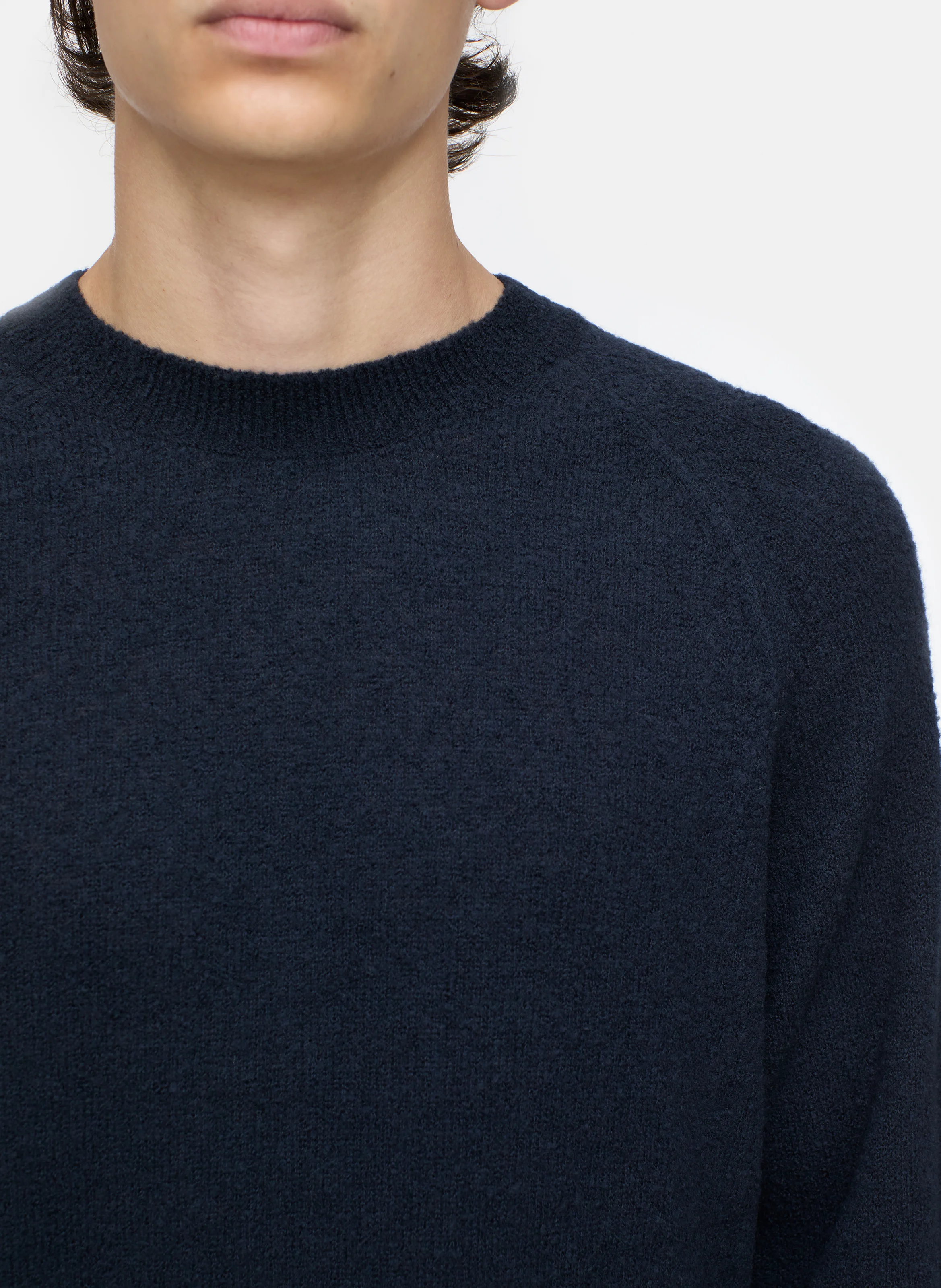 Pull col rond en laine mélangée | Bleu