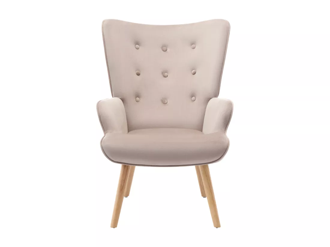 Fauteuil en velours beige VATELY