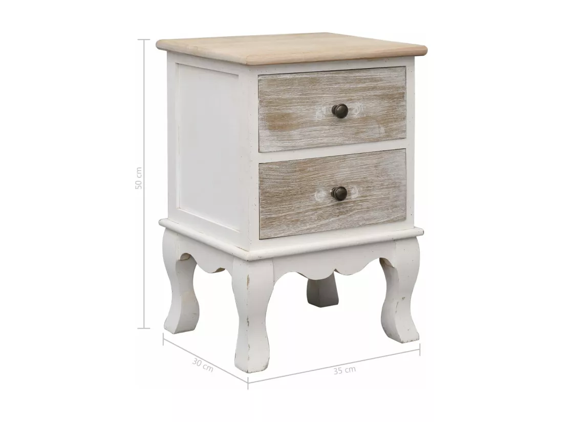 2 pcs Tables de chevet 35x30x50 cm Bois de Paulownia