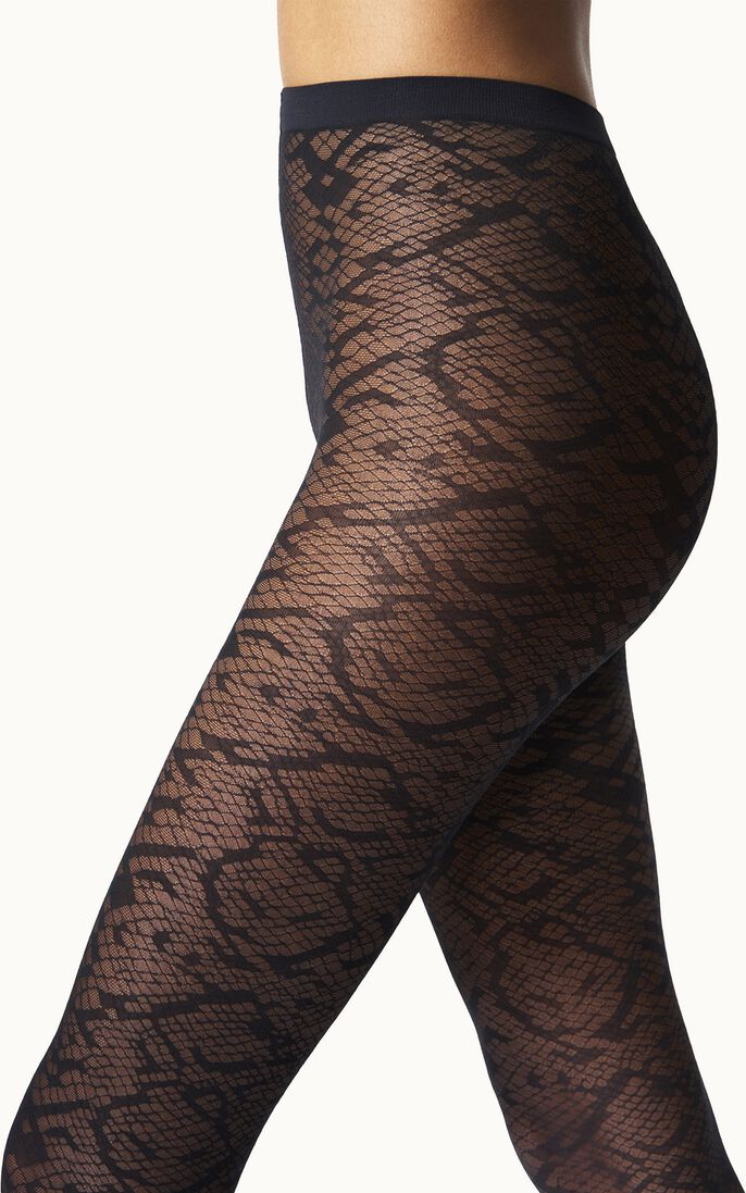 zwarte wolford panty's snake jacquard thights