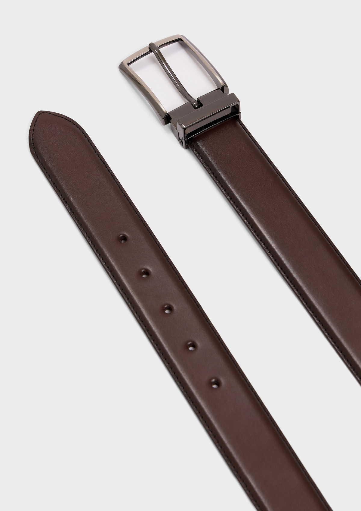 Ceinture ajustable en cuir lisse marron
