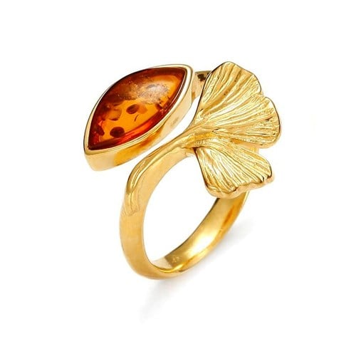 Bague ginkgo doré