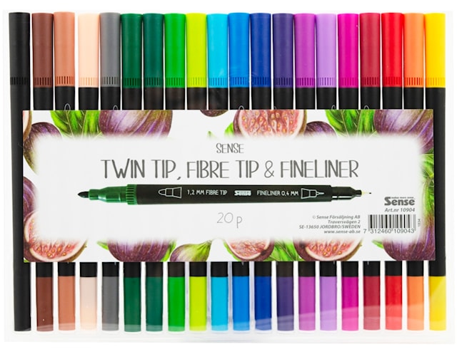 Fineliner Dobbeltspiss 20-p Sense