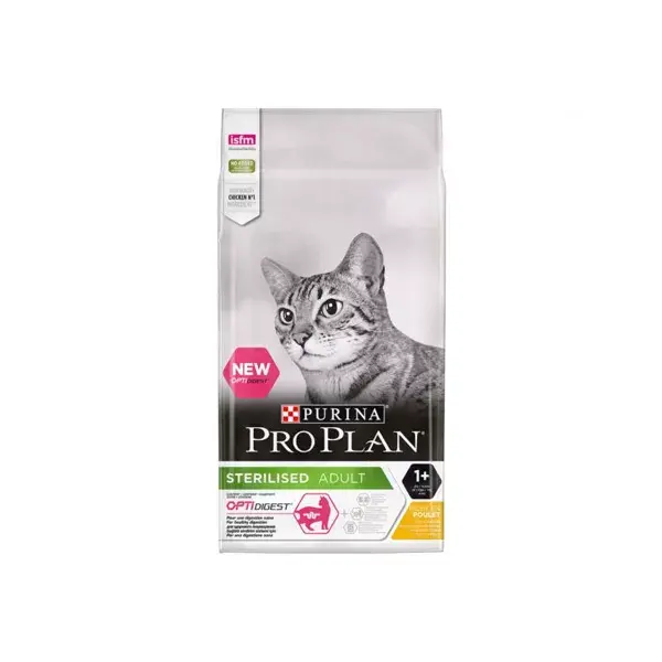 Ração esterilizada Purina Proplan OptiDigest para gatos adultos com frango, 3 kg