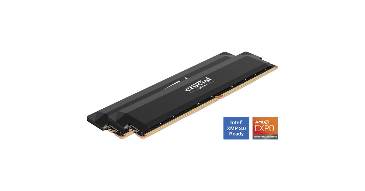 Crucial32 GB DDR5-6400 (2x 16 GB) Dual-Kit werkgeheugen  (PRO, CP2K16G64C38U5B, XMP 3.0, EXPO)