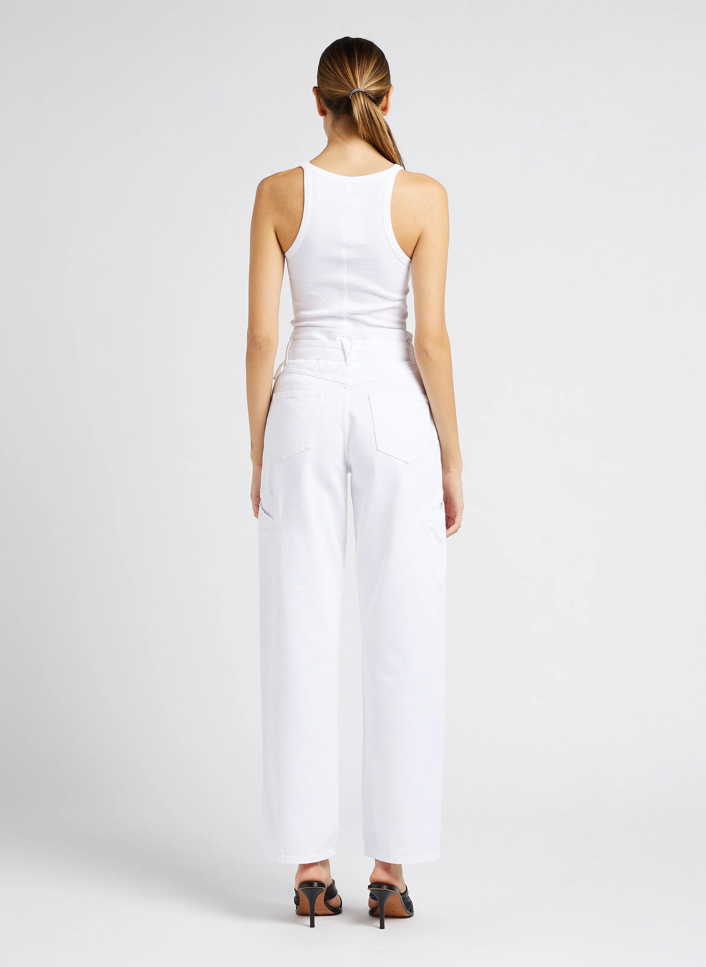 JINN - Jean flare taille haute en coton | Blanc