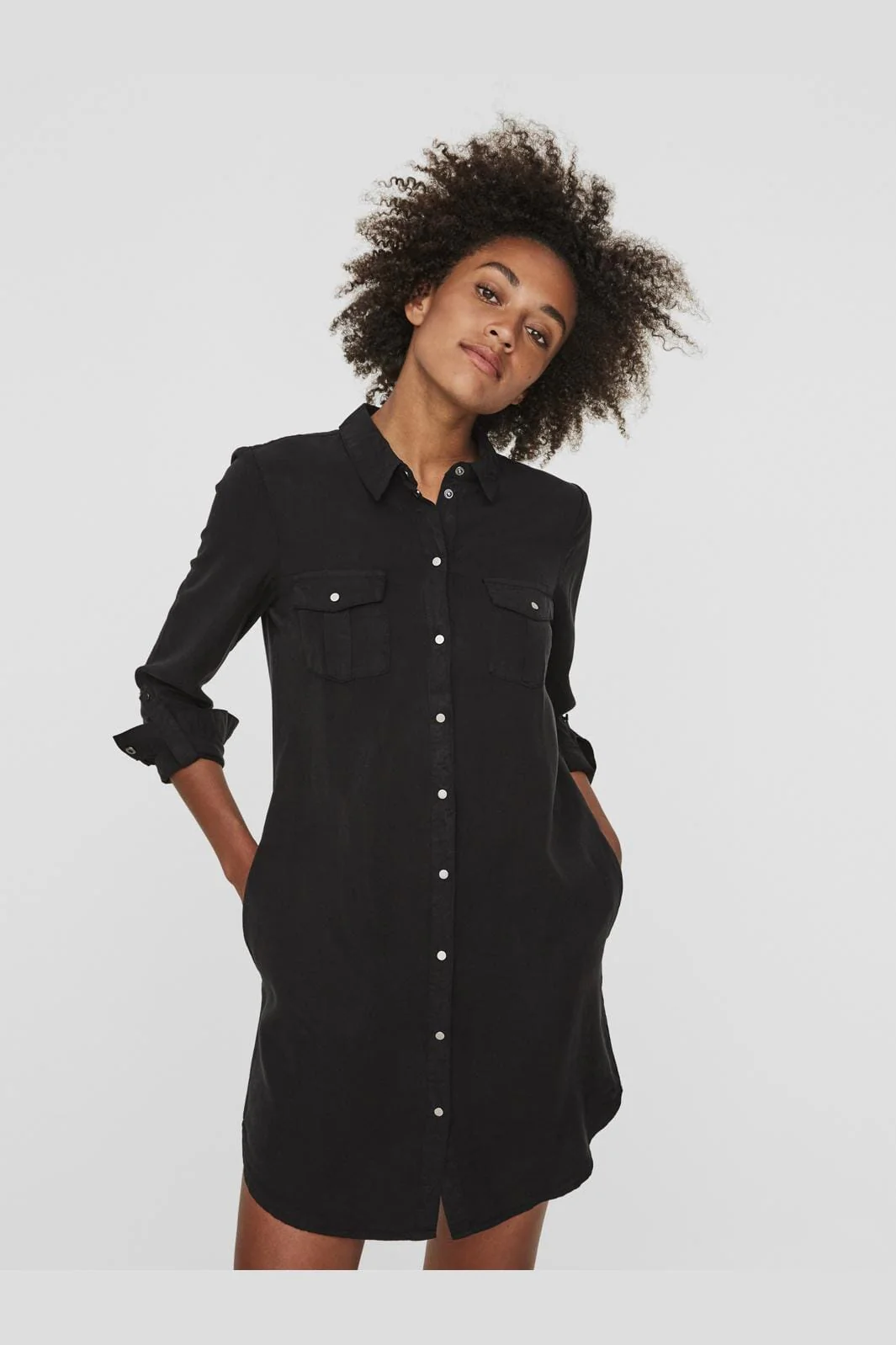 Vero Moda Vmsigga Ls Short Dress Blck