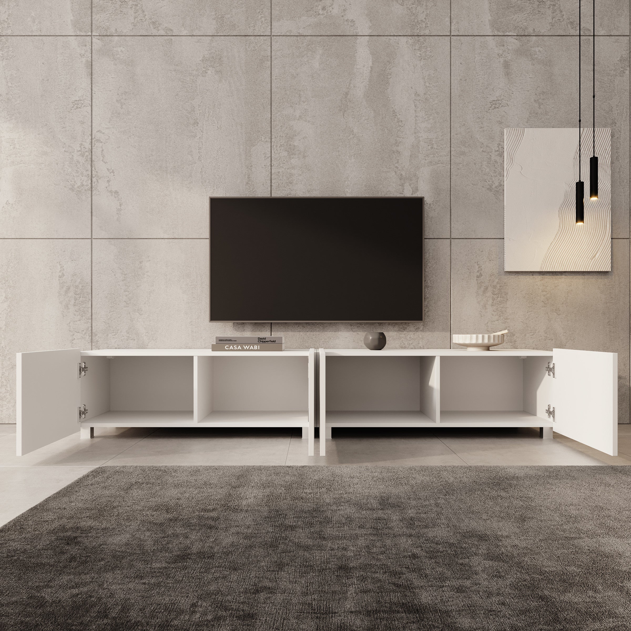 Meubella - TV-Meubel Kenderes - Wit - 200 cm