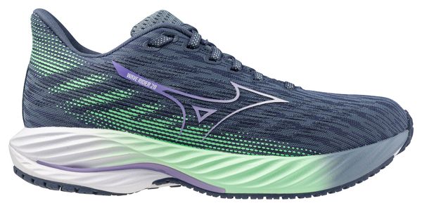 Chaussures Running Mizuno Wave Rider 28 Bleu/Vert Femme