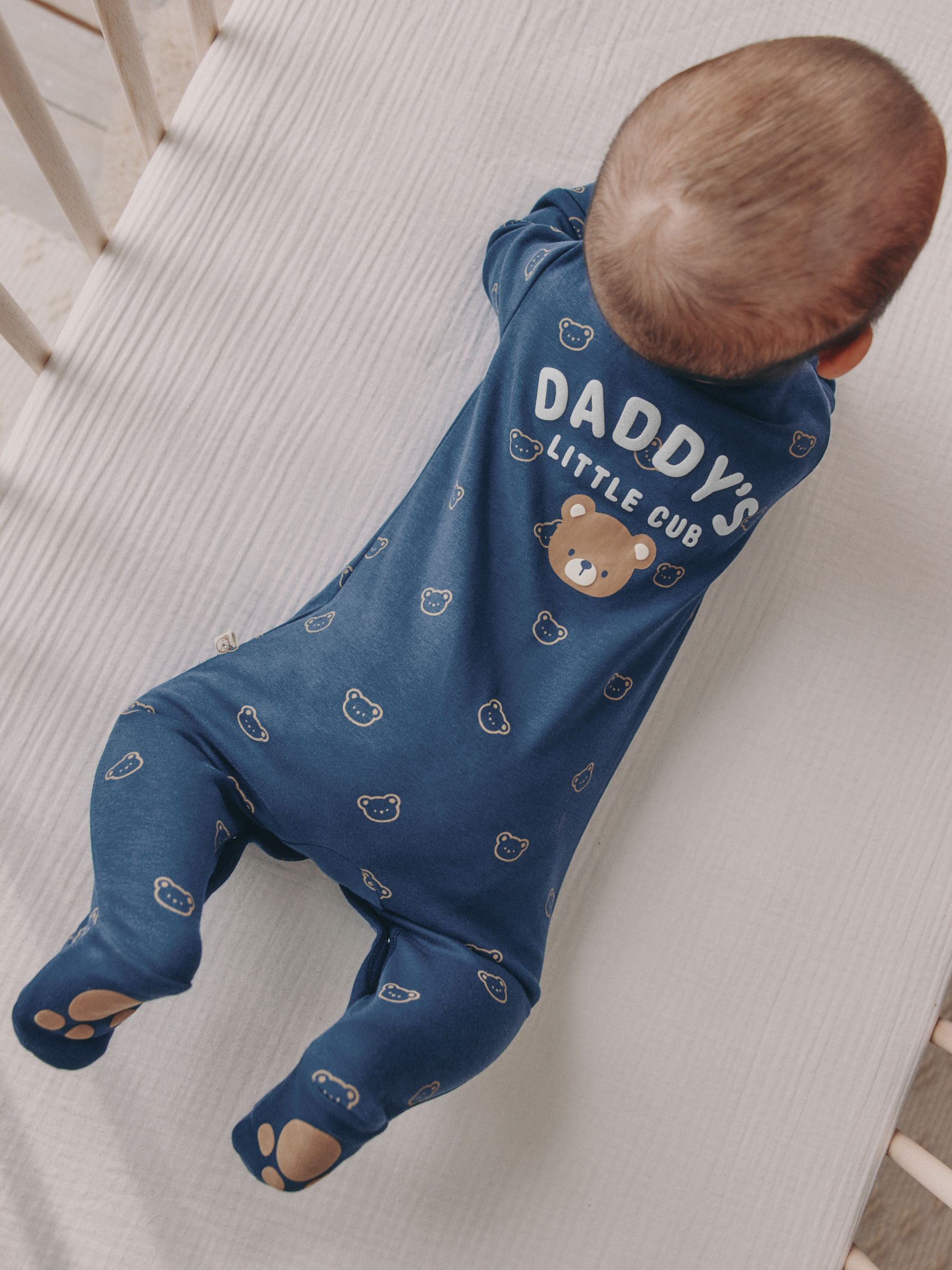 Navy Daddys Little Cub - Baby Family-pyjama (0-2jr)