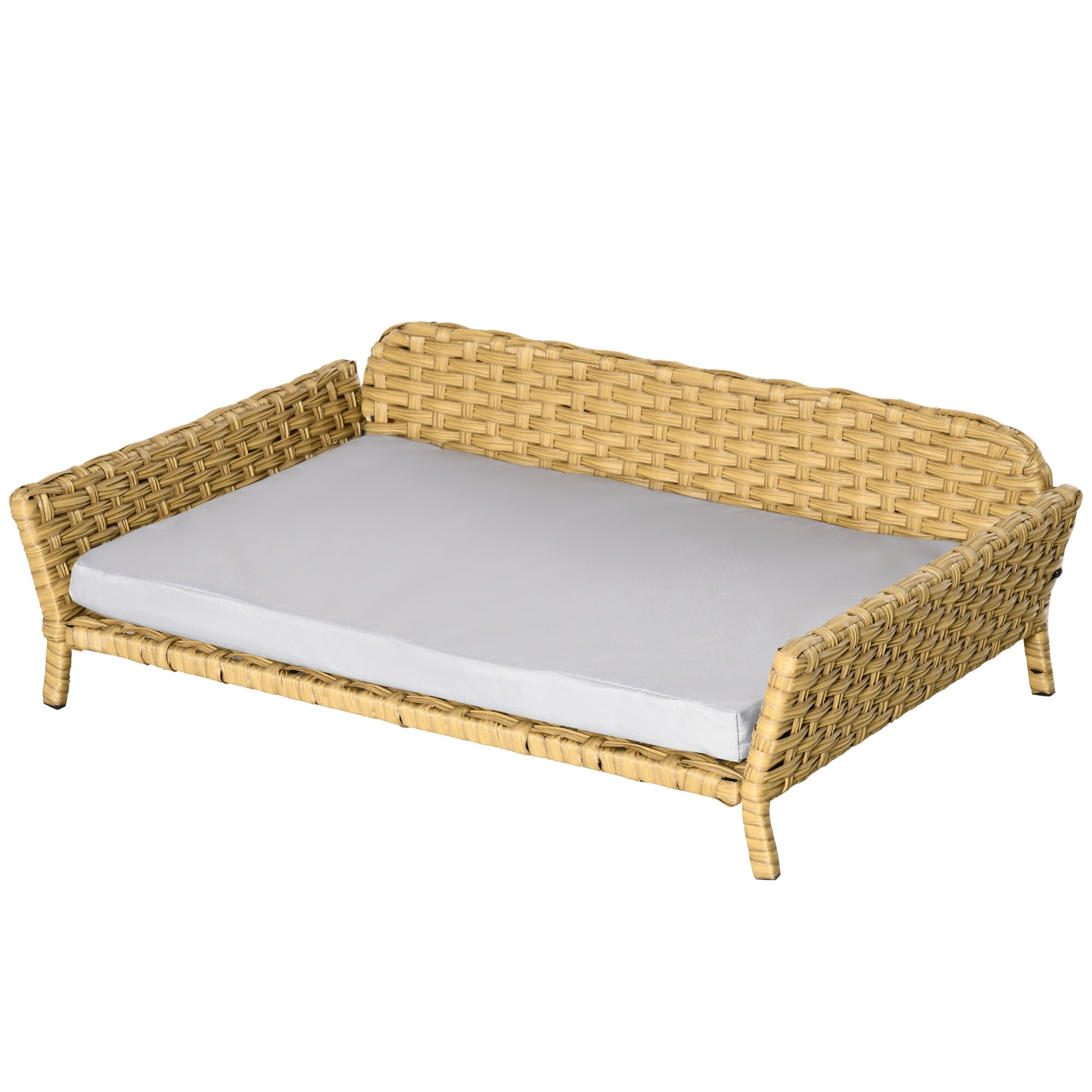 PawHut Rattan Hundesofa mit Rattan-Design natur 84B x 53T x 25H cm