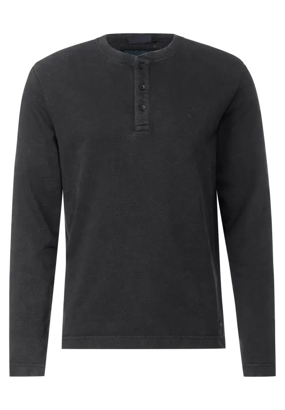 Washed Henleyshirt - faded black