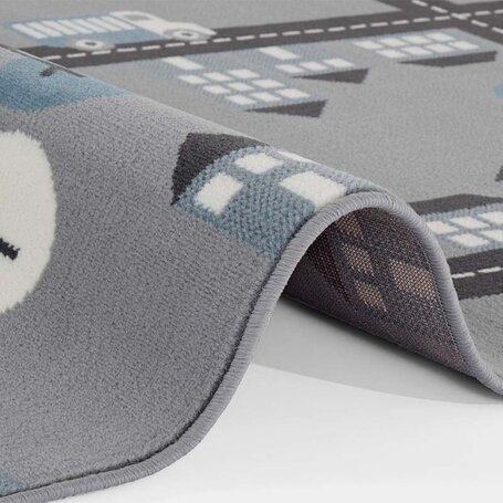 Vloerkleed Kids Town - Grijs / Blauw