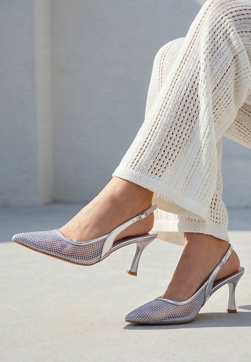 Chaussures à talon fin argent Carey