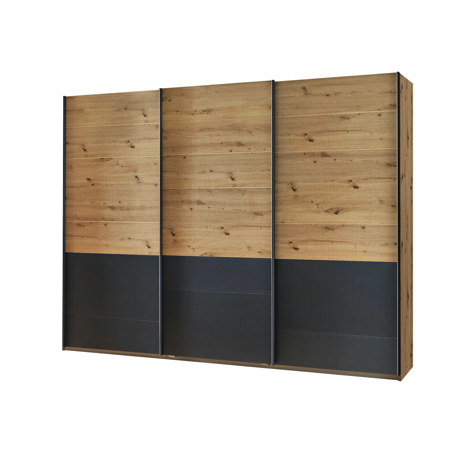 Schwebetürenschrank - Artisan Eiche-grau metallic - 271 cm