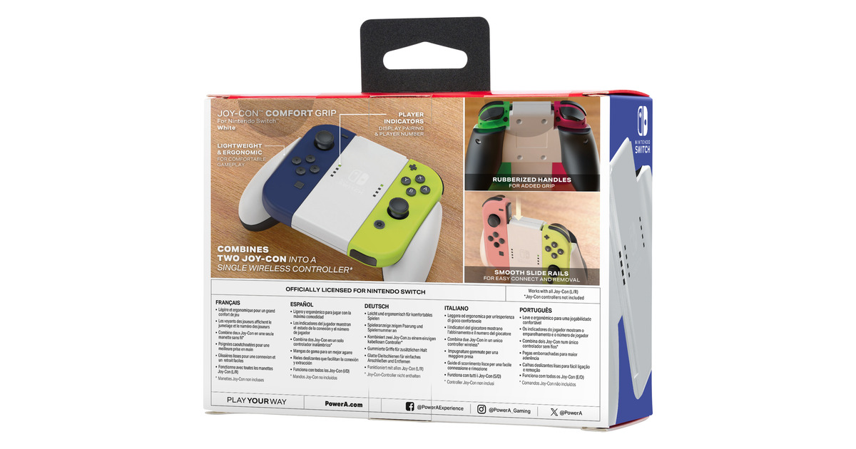 PowerAJoy-Con Comfort Grip for Nintendo Switch - White bevestiging  (Wit)