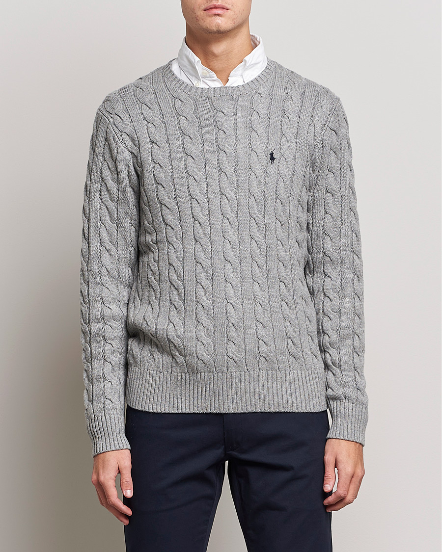 Polo Ralph Lauren Cotton Cable Pullover Fawn Grey Heather