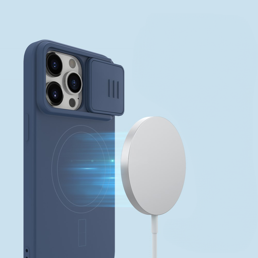 iPhone 15 Pro MagSafe Silikon Schutz Hülle Cam-Slider Kameraschutz - Hellblau