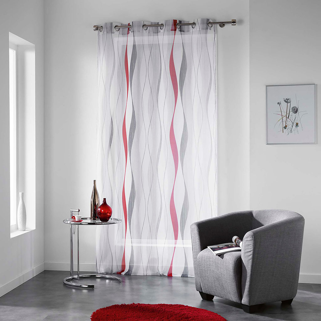 Voilage à œillets ONDULYS rouge 140x240cm