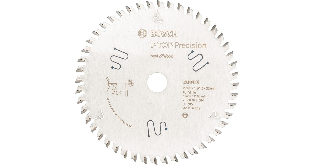 BoschCirkelzaagblad Top Precision - Best for Wood, 165 mm