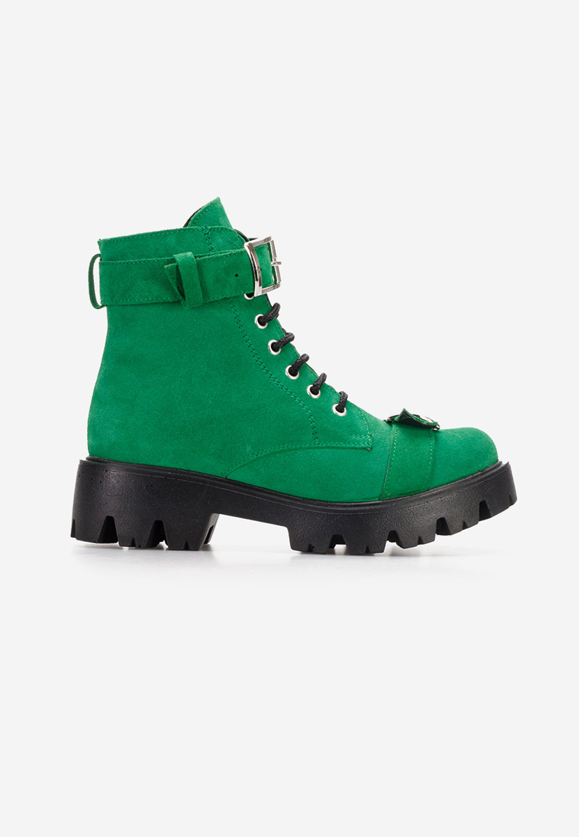 Bottines à lacets femme en cuir verts Antonina V2