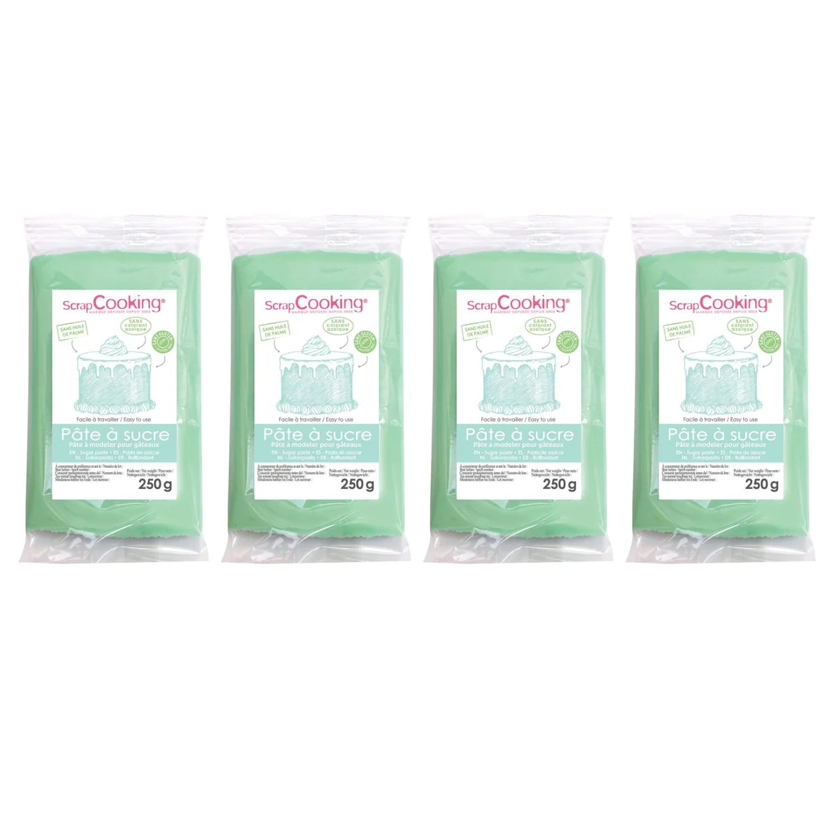 Pâte à sucre vert d'eau 1 kg Scrapcooking
