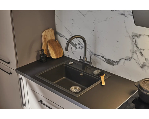 KEO NOA keukenkraan met filterfunctie, zwart, inclusief BWT MyAqua Soft filter en filterkop, filtert chloor, kalkaanslag en zware metalen