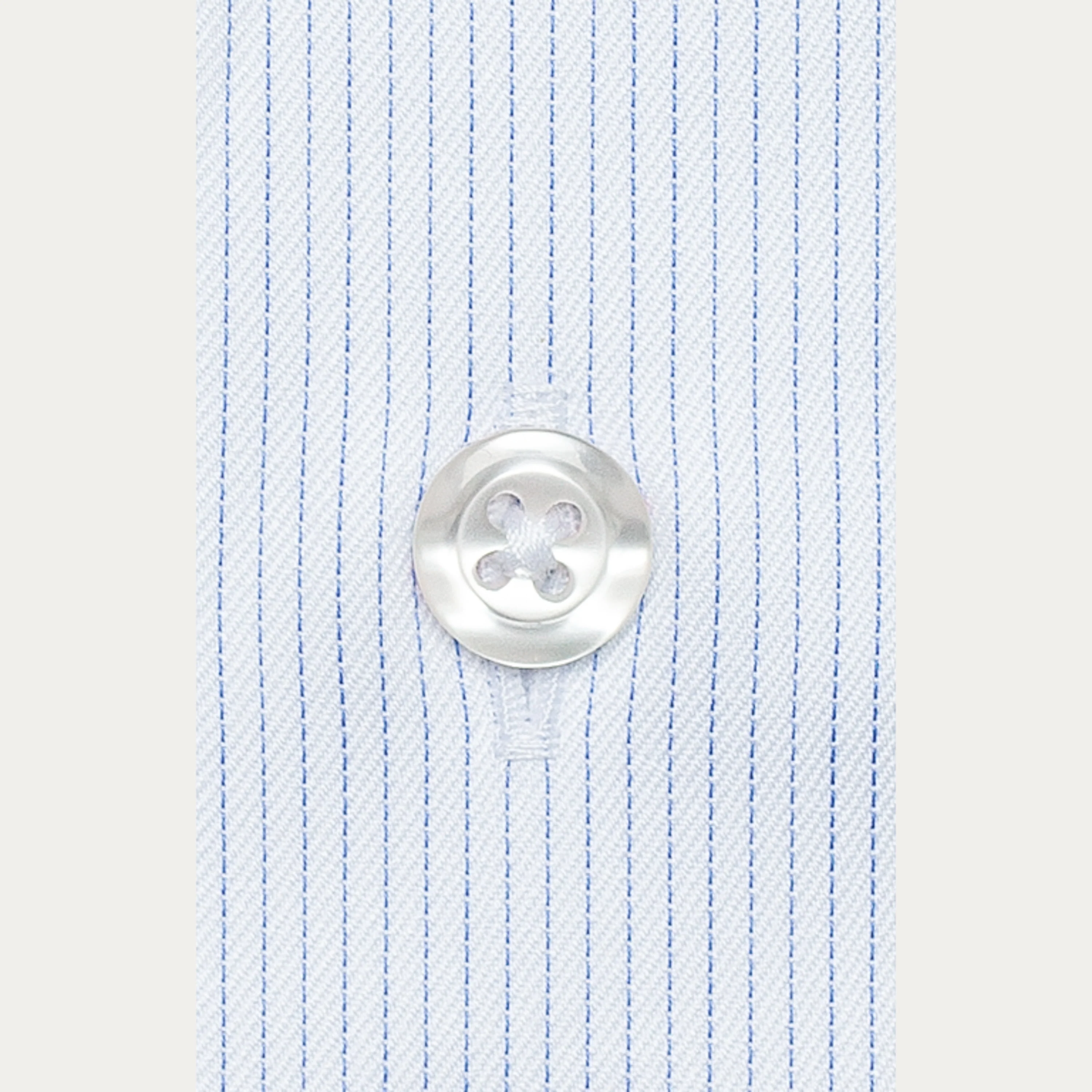 Double-twisted twill shirt with fine blue stripes