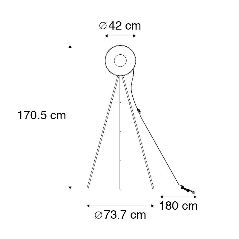 Vloerlamp zwart met goud 42 cm verstelbaar tripod - Magnax
