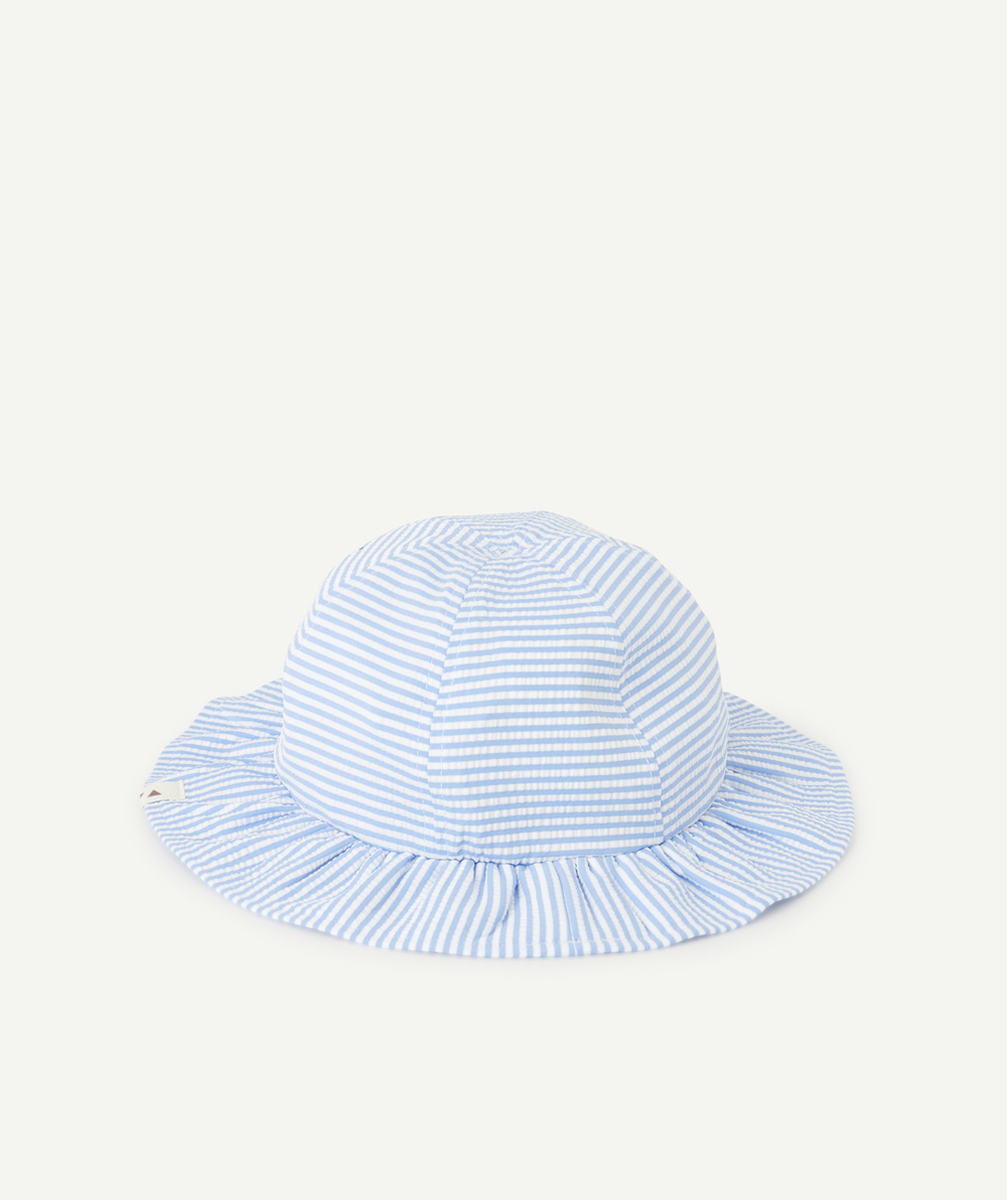 BOB BÉBÉ FILLE EN FIBRES RECYCLÉES BLEU ET BLANC AVEC RAYURES