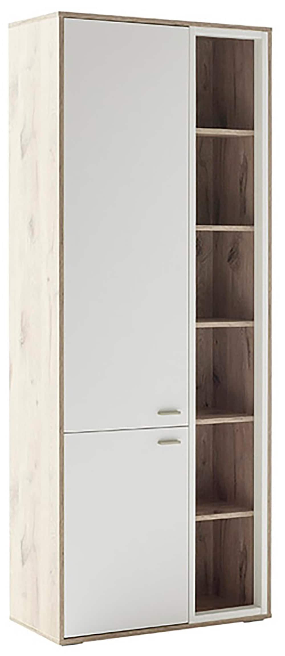 MCA furniture Vitrine »SANTERNO« 2 Türen gedämpft, 6 Fächer, Metallgriffe nickelfarbig, Höhe 197 cm