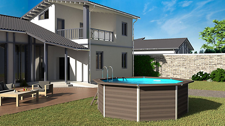 Piscine hors sol composite gris Gré ø4,10 x h.1,24 m
