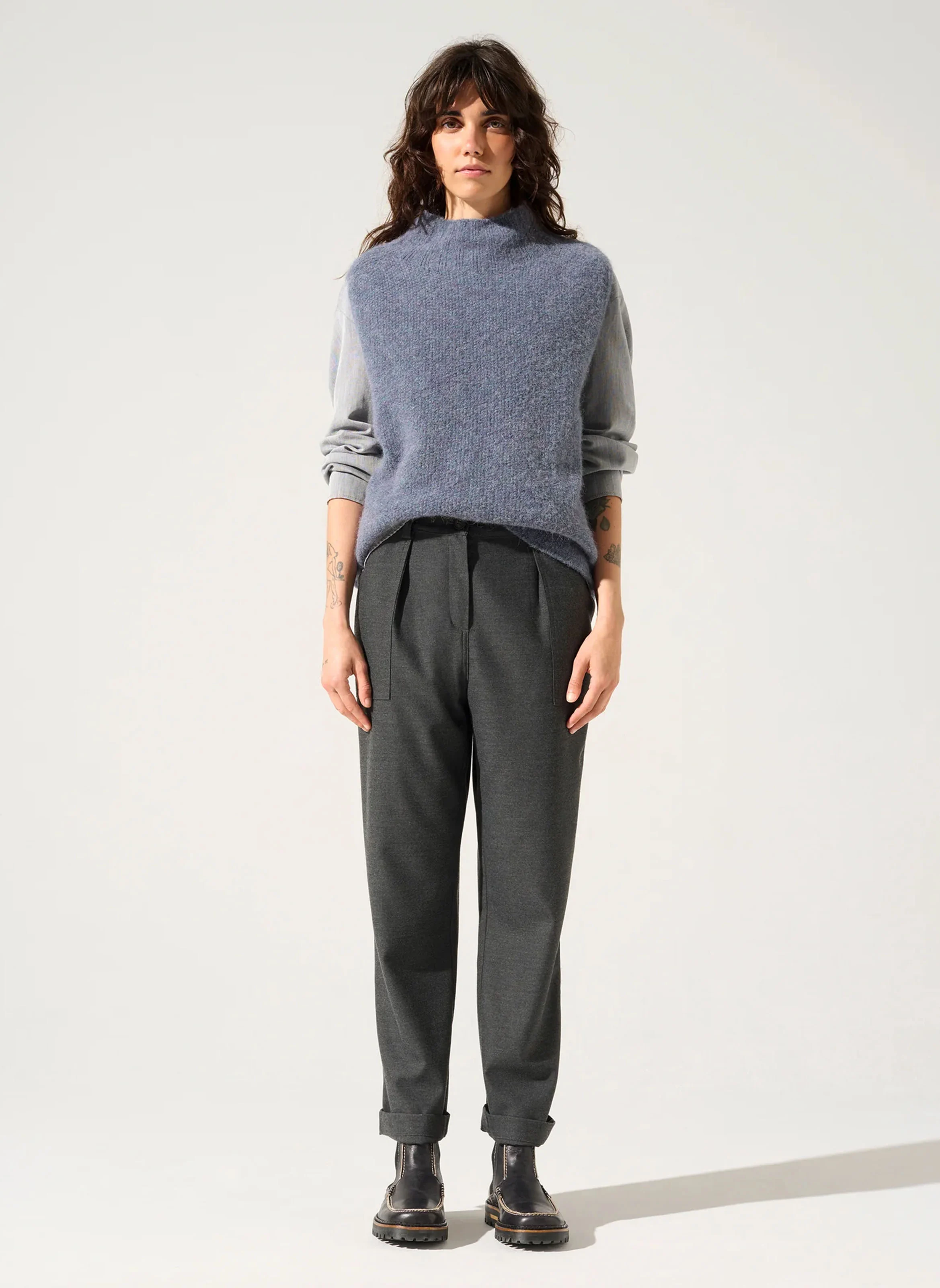 LEO - Pantalon droit taille haute | Bleu