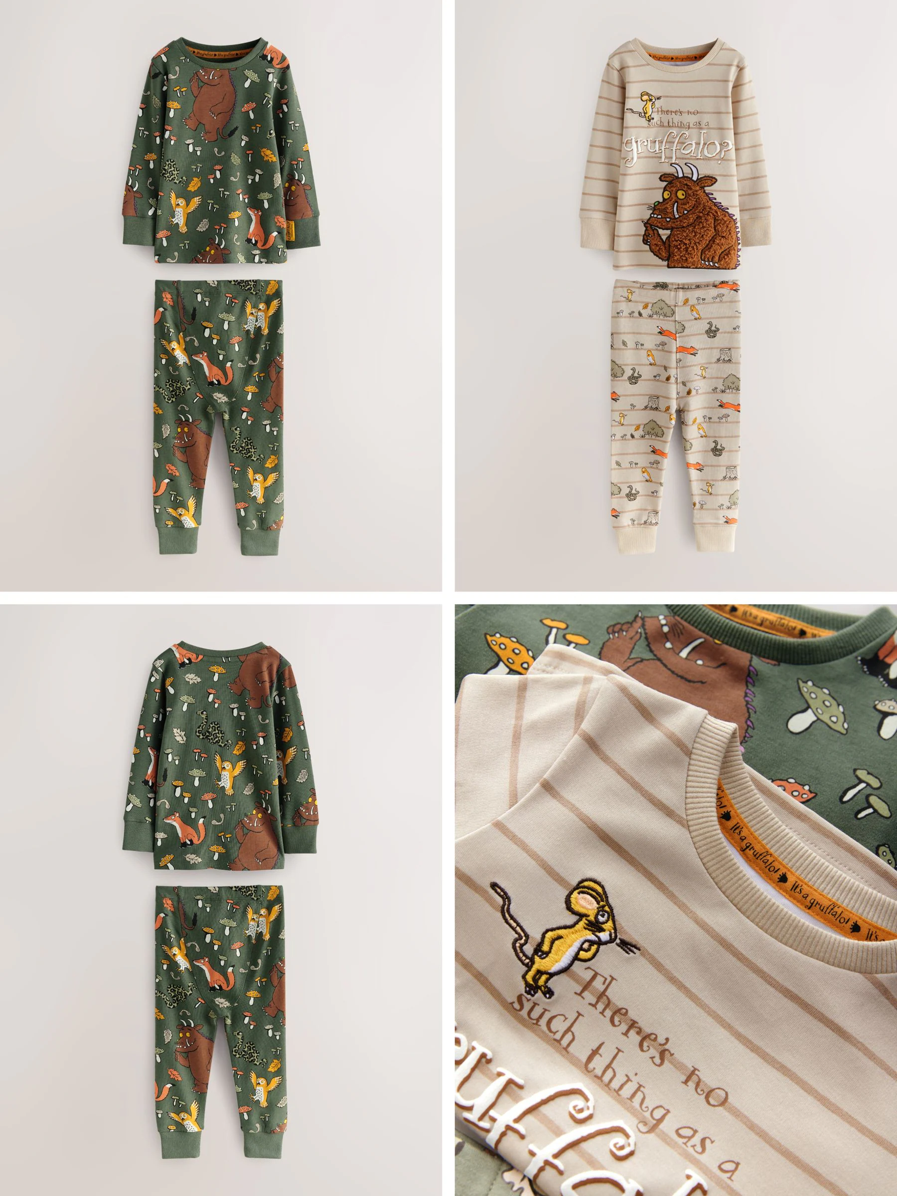Kaki/Crème Gruffalo - Verpakking van 2 knusse pyjama's (9 mnd-9 jr)