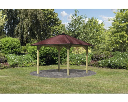 Karibu Eco Espenau paviljoen met dakshingles en kap, 265 x 265 cm, drukgeïmpregneerd
