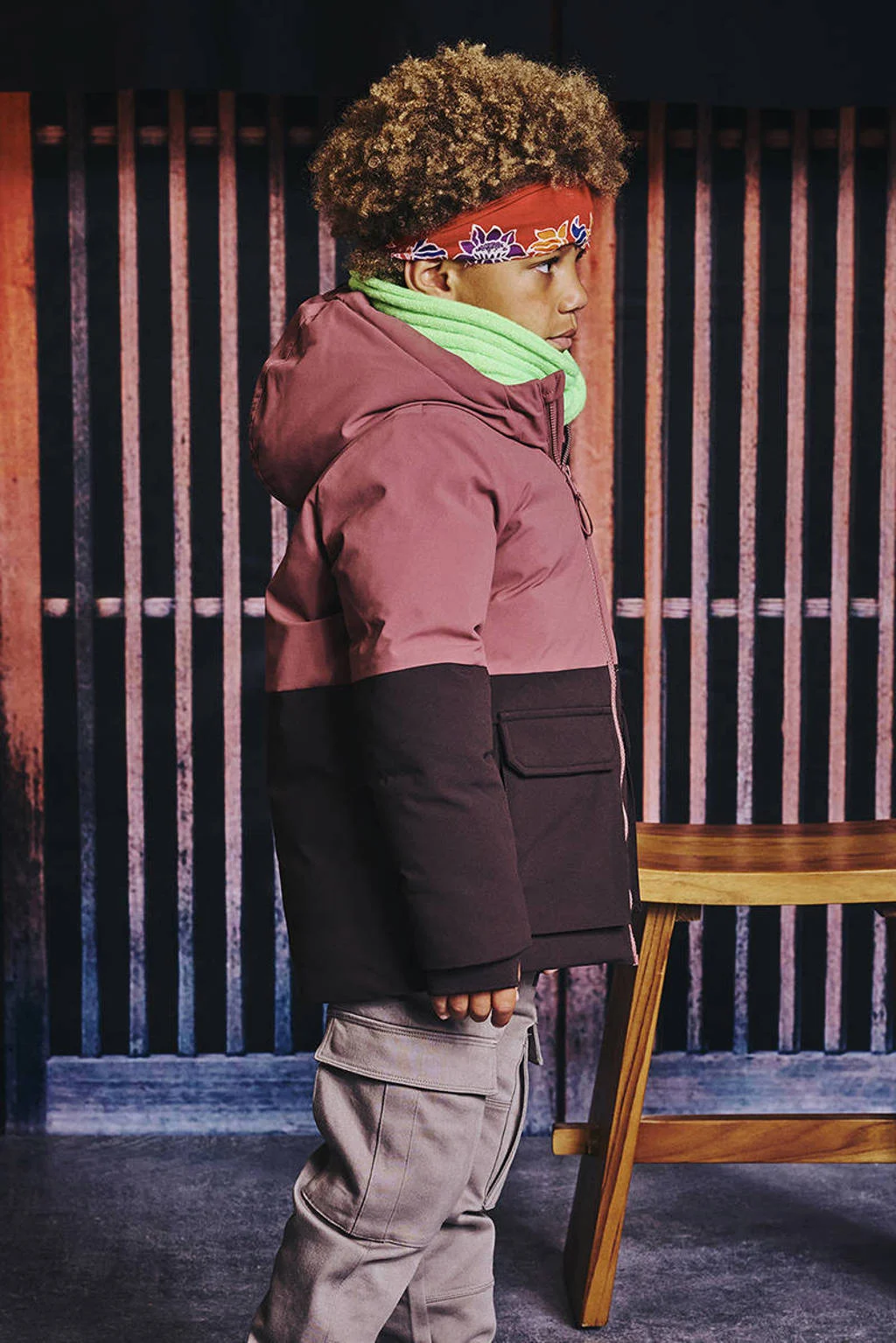 Z8 kids gewatteerde winterjas Clemens mauve