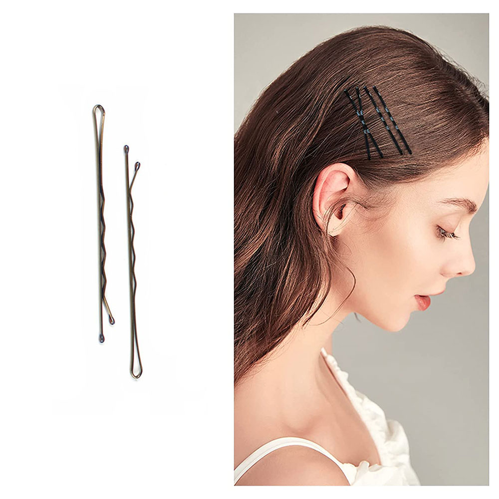 (50er Set) Metall Haarklammern Bobby Pin Haarspangen mit abgerundeter Spitze - Braun