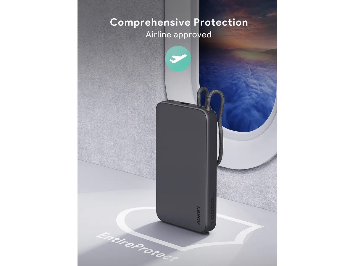 (15W) Spark Sling 10000mAh Powerbank USB C / USB A Ladegerät inkl. USB C Ladekabel Power Delivery (PB-Y53) - Grau