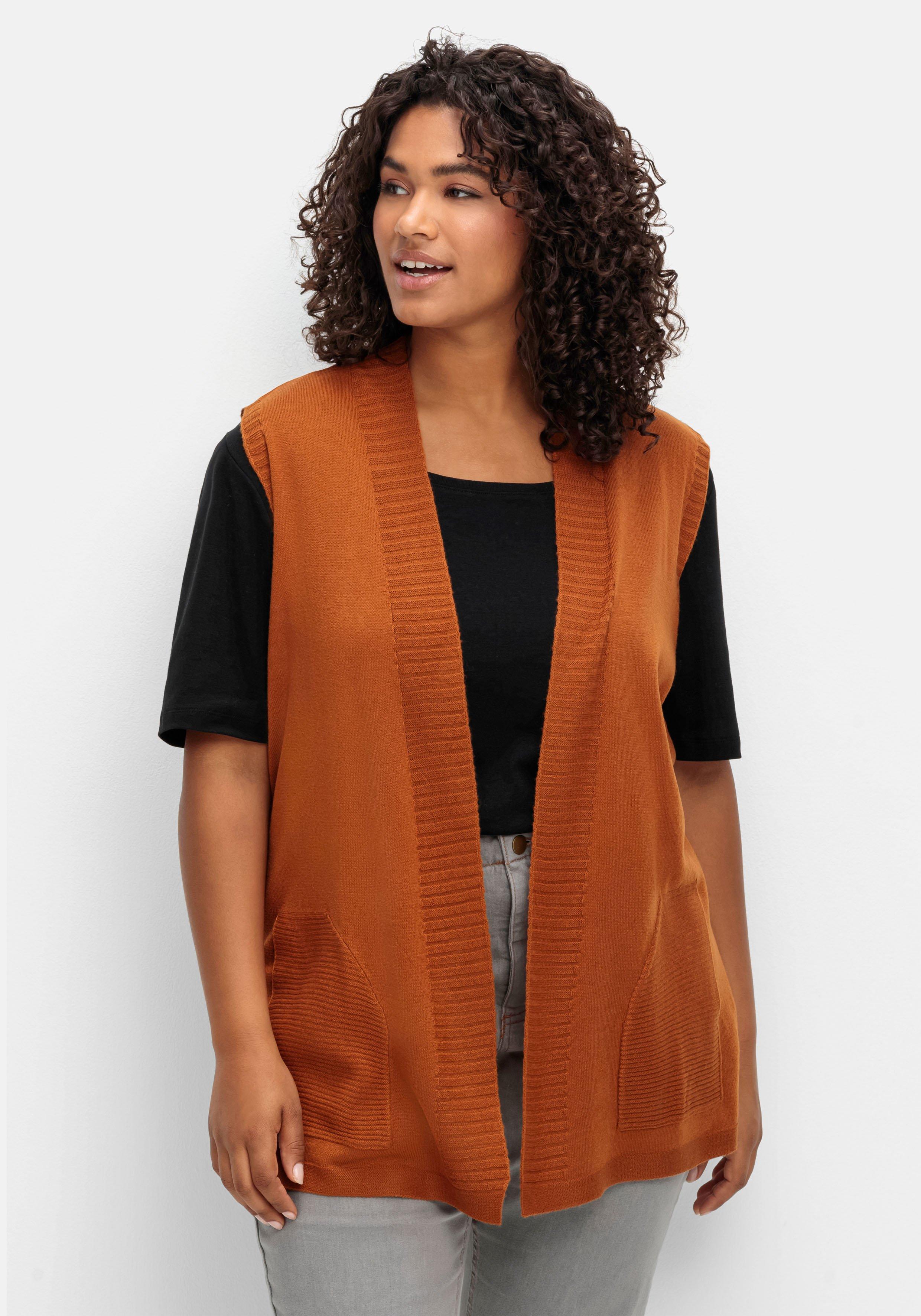 Strickweste in offener Form, mit Taschen