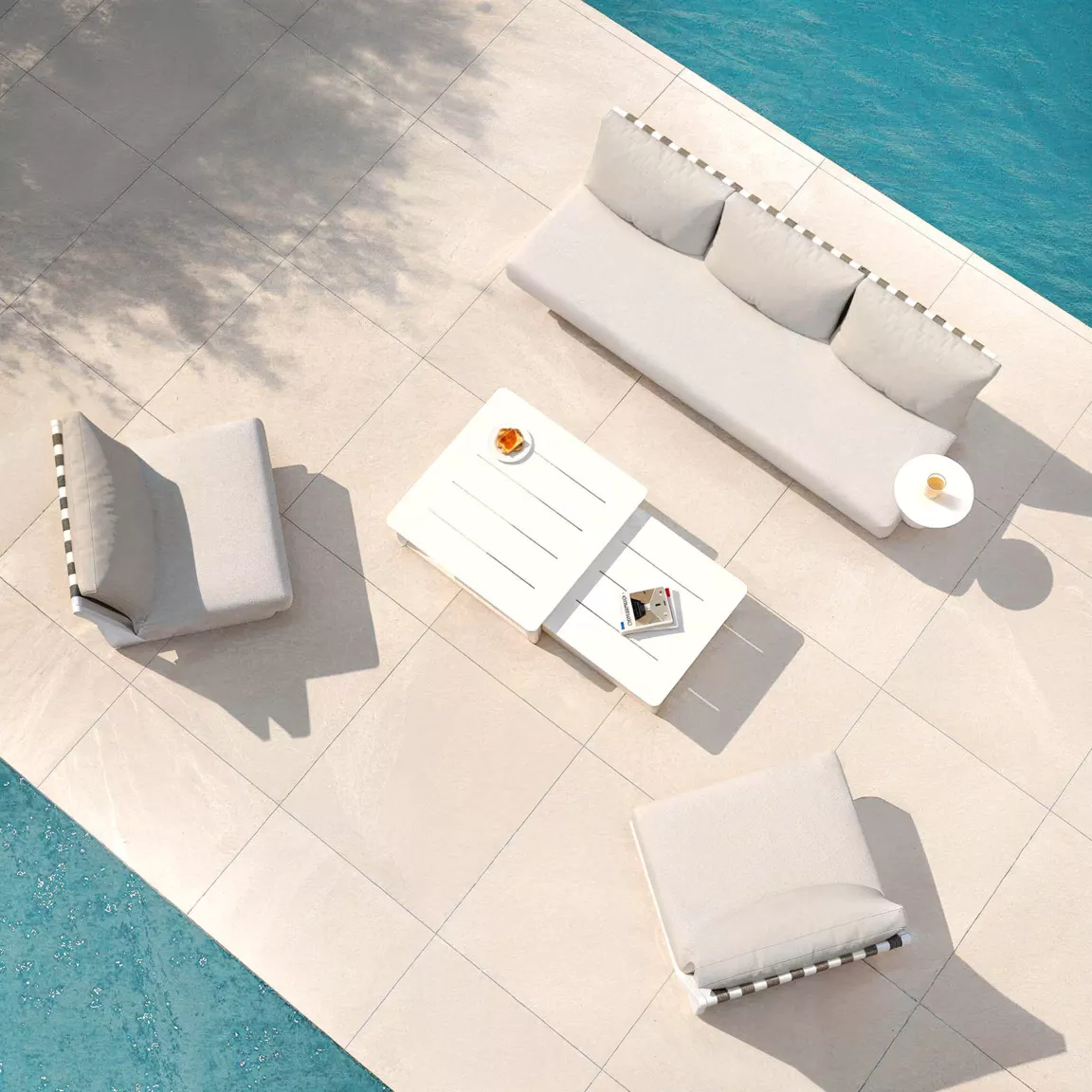 Salon de jardin aluminium 5 places Long Beach Blanc