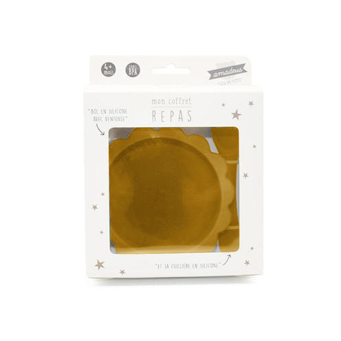 Coffret Assiette et Cuillère Jaune - AMADEUS LES PETITS