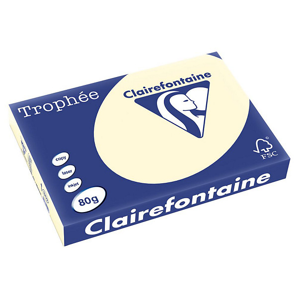 Clairefontaine Papier couleur A3 Ivoire pastel 80g Trophée - Ramette de 500 feuilles