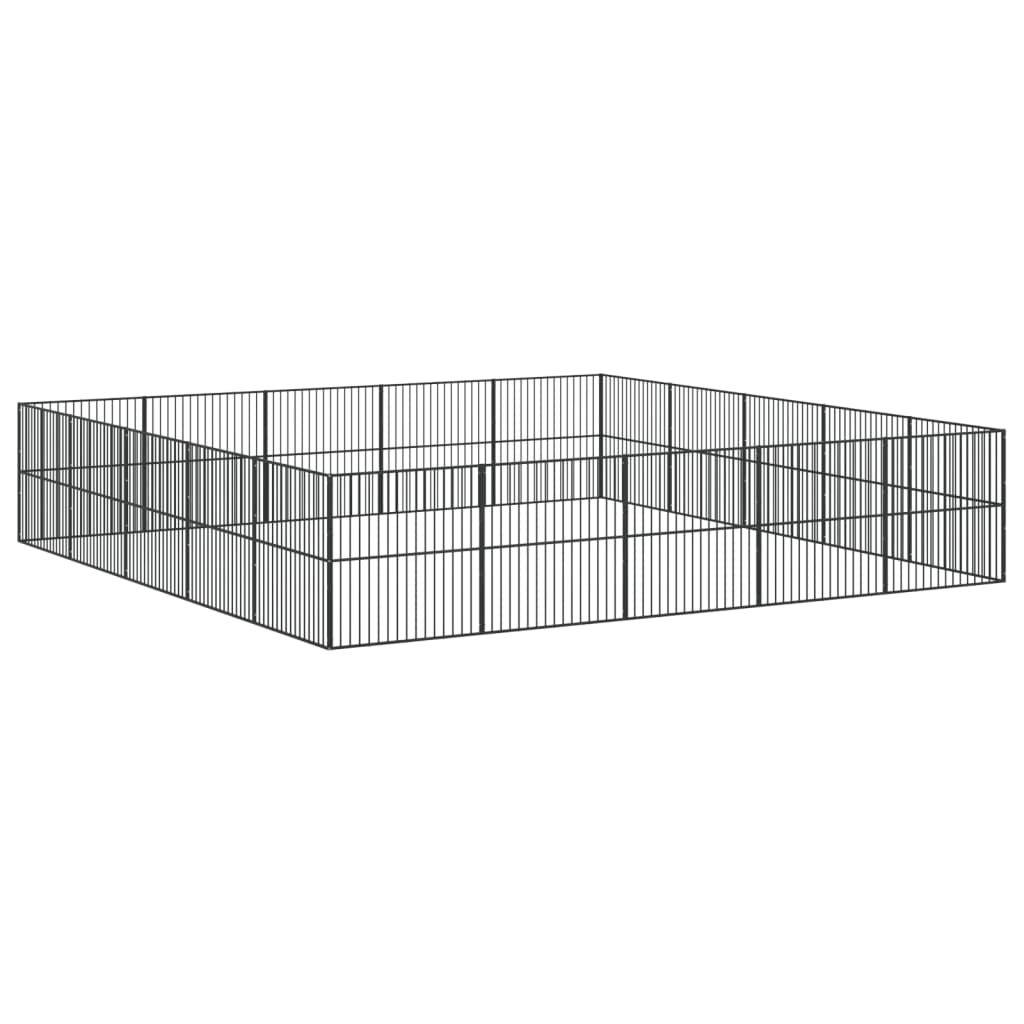 Parque para cães vidaXL com 12 painéis, aço galvanizado preto
