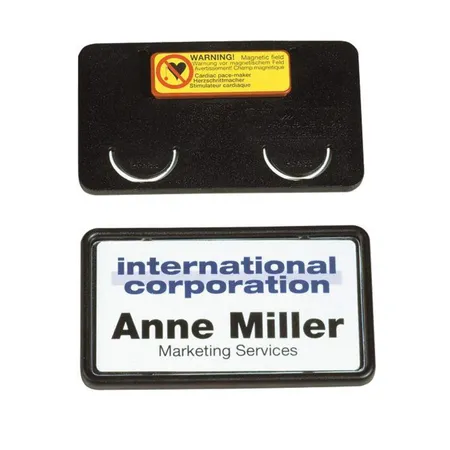 Durable 812901 Namensschild Clip Card mit Magnet, 40 x 75 mm, schwarz