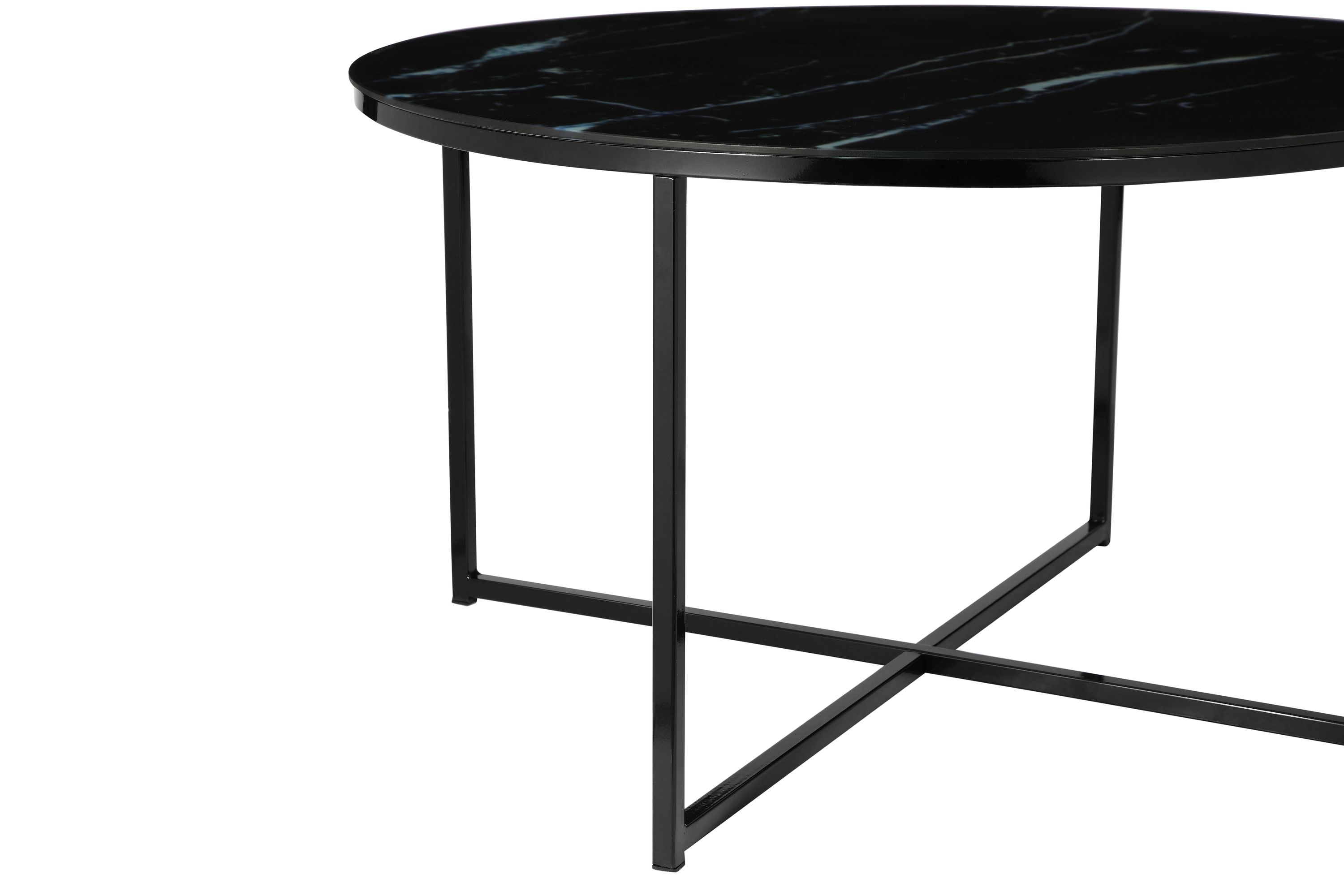 Couchtisch Ø80cm Marmor Optik Glastisch Sofatisch Beistelltisch Wohnzimmer Tisch