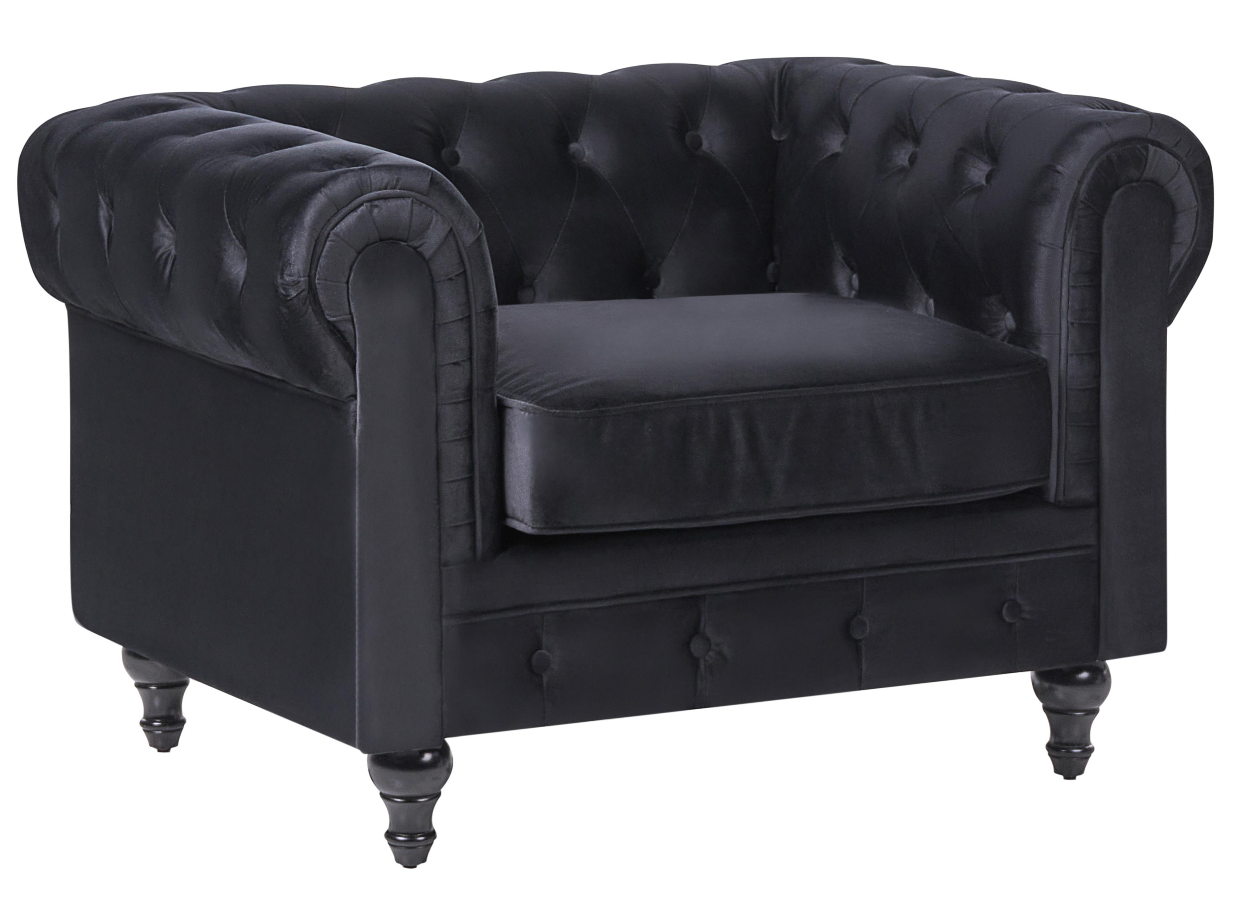 Bankenset 4-zits CHESTERFIELD Fluweel Zwart