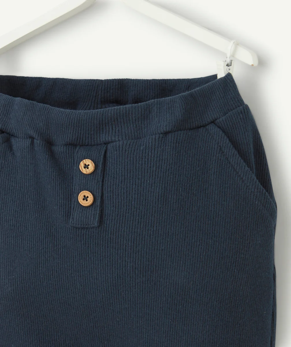 PANTALON SAROUEL BÉBÉ GARÇON BLEU MARINE CÔTELÉ