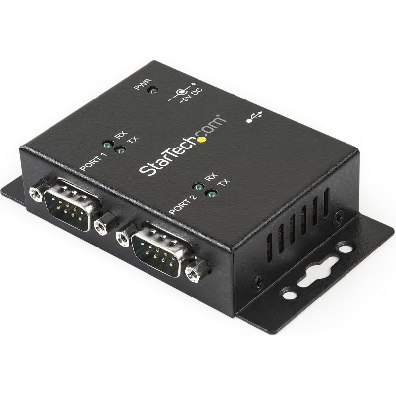 StarTech.com Hub adaptateur industriel USB vers série 2 ports à fixation murale avec clips de rail DIN